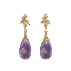 Cercei  "Wisteria" din ametist si cristale