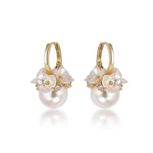 Cercei "Pearl Bouquet" placati cu aur