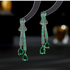 Cercei "Green tie" din cristale