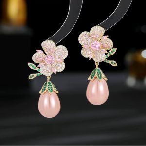 Cercei "Pink Garden" din cristale