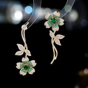 Cercei "Reverse flower" din cristale, placati cu aur