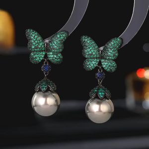 Cercei "Night Beauty" din cristale si perle