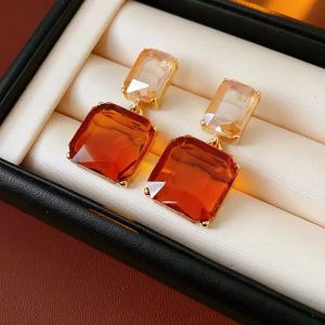 Cercei "Wiskey" din cristale, placati cu aur