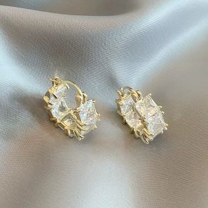 Cercei "Clear Sparkle" placati cu aur