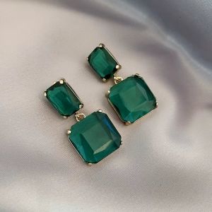 Cercei "Green Crush" placati cu aur