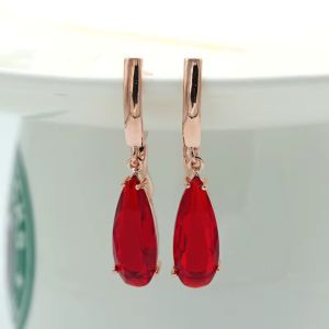 Cercei "Scarlet drop" placati cu aur