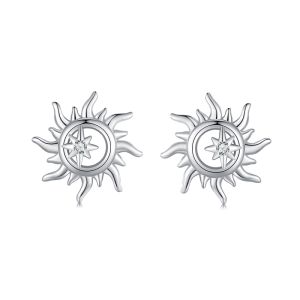 Cercei "Sun is up" din argint si cristale