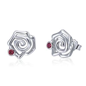 Cercei "Rose" din argint si cristale 