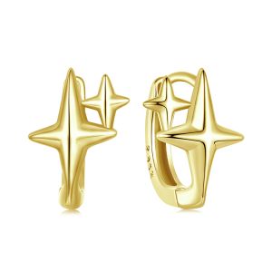 Cercei "Star shine" din argint placat cu aur 