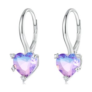 Cercei "Purple flame" din argint si cristale