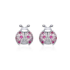 Cercei "Lady Pink" din argint si cristale