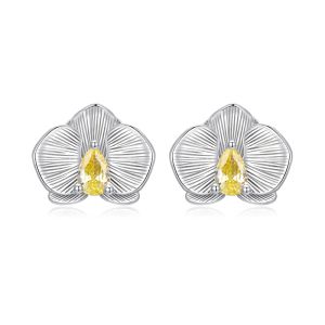 Cercei "Silver orchid" din argint si cristale