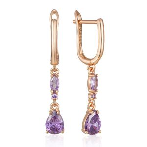 Cercei "Violette" placati cu aur