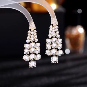 Cercei ''Rain of Crystals''  placati cu aur si cristale