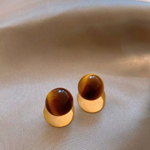 Cercei ''Tiger's eye'' din ochi de tigru, placati cu aur