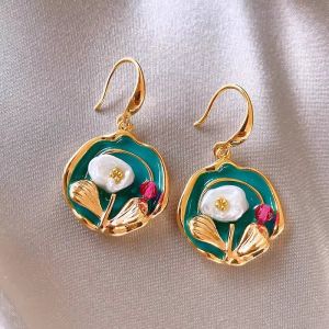 Cercei ''Floral Mirage'' placati cu aur