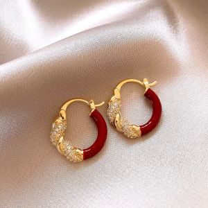 Cercei "Redlove" placati cu aur