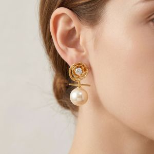 Cercei "Golden Spiral" placati cu aur