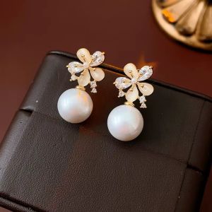 Cercei "Sparkling Flowers" placati cu aur