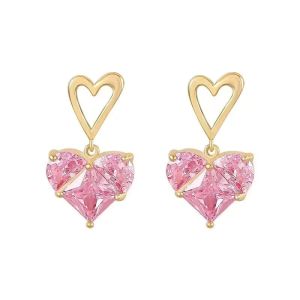 Cercei "La vie en rose" placati cu aur