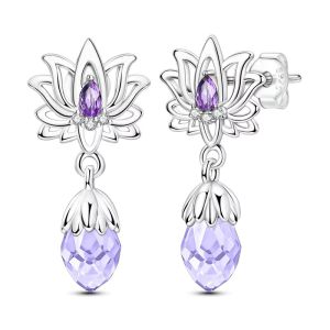 Cercei "Purple Lotus" din argint