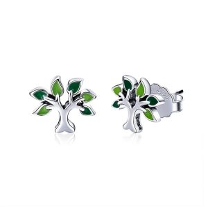 Cercei "Green Tree" din argint
