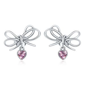 Cercei "Pink Knot" din argint si cristale