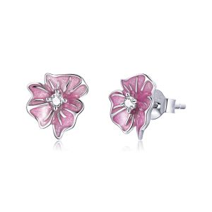 Cercei "Fiore Rosa" din argint