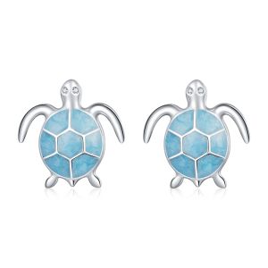 Cercei "Blue Turtle" din argint