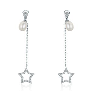 Cercei "Stelar Pearl" din argint si perle