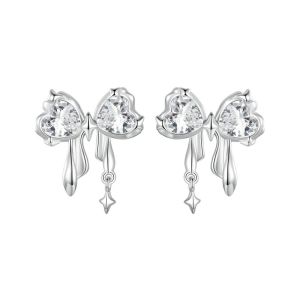 Cercei "Dripping Bow" din argint si cristale