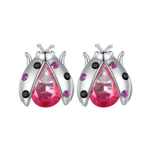 Cercei "Crystal Ladybug" din argint si cristale