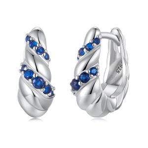 Cercei "Blue Twist" din argint si cristale