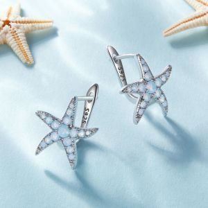 Cercei "Blue Sea Star" din argint si cristale