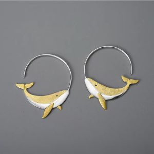 Cercei "Golden Whale" din argint