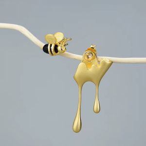 Cercei "Golden Bee" din argint placat cu aur