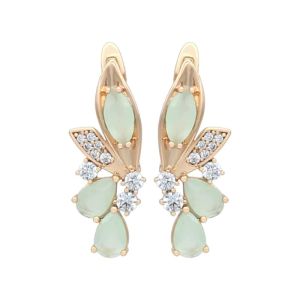 Cercei "Mint Butterfly" placati cu aur