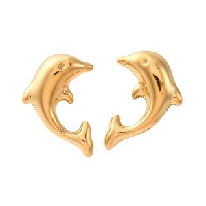 Cercei ''Dolphins'' placati cu aur