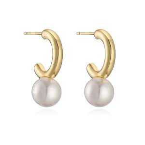 Cercei "Hoop Pearls" placati cu aur