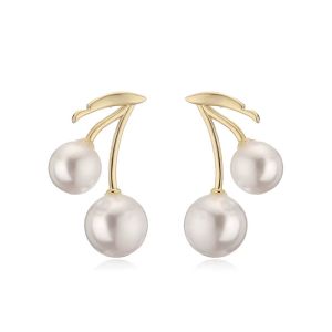 Cercei "Cherry Pearls" placati cu aur