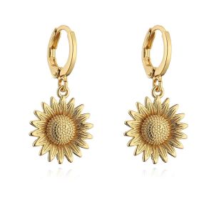 Cercei "Golden Sunflower" placati cu aur