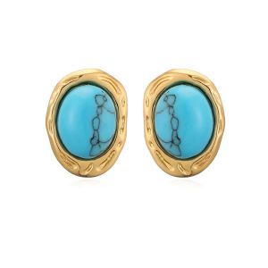 Cercei "Turquoise Nugget" placati cu aur