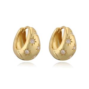 Cercei "Starry Drop" placati cu aur