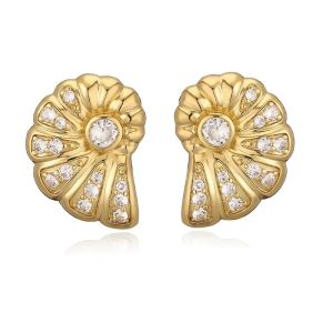 Cercei "Crystal Conch" placati cu aur