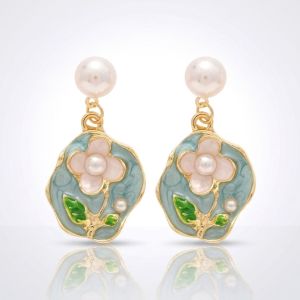 Cercei "Pretty Blue" placati cu aur