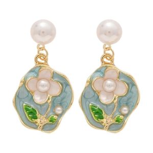 Cercei "Pretty Blue" placati cu aur