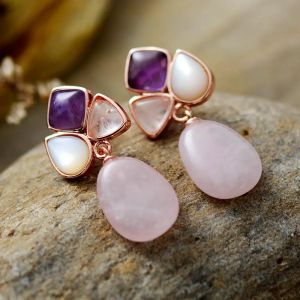 Cercei "Serenity in Pink" pietre semipretioase
