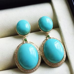 Cercei "Turquoise" placati cu aur