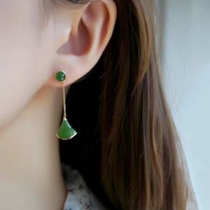 Cercei "Viento Verde" placati cu aur