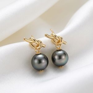 Cercei "Gray Knot" placati cu aur
